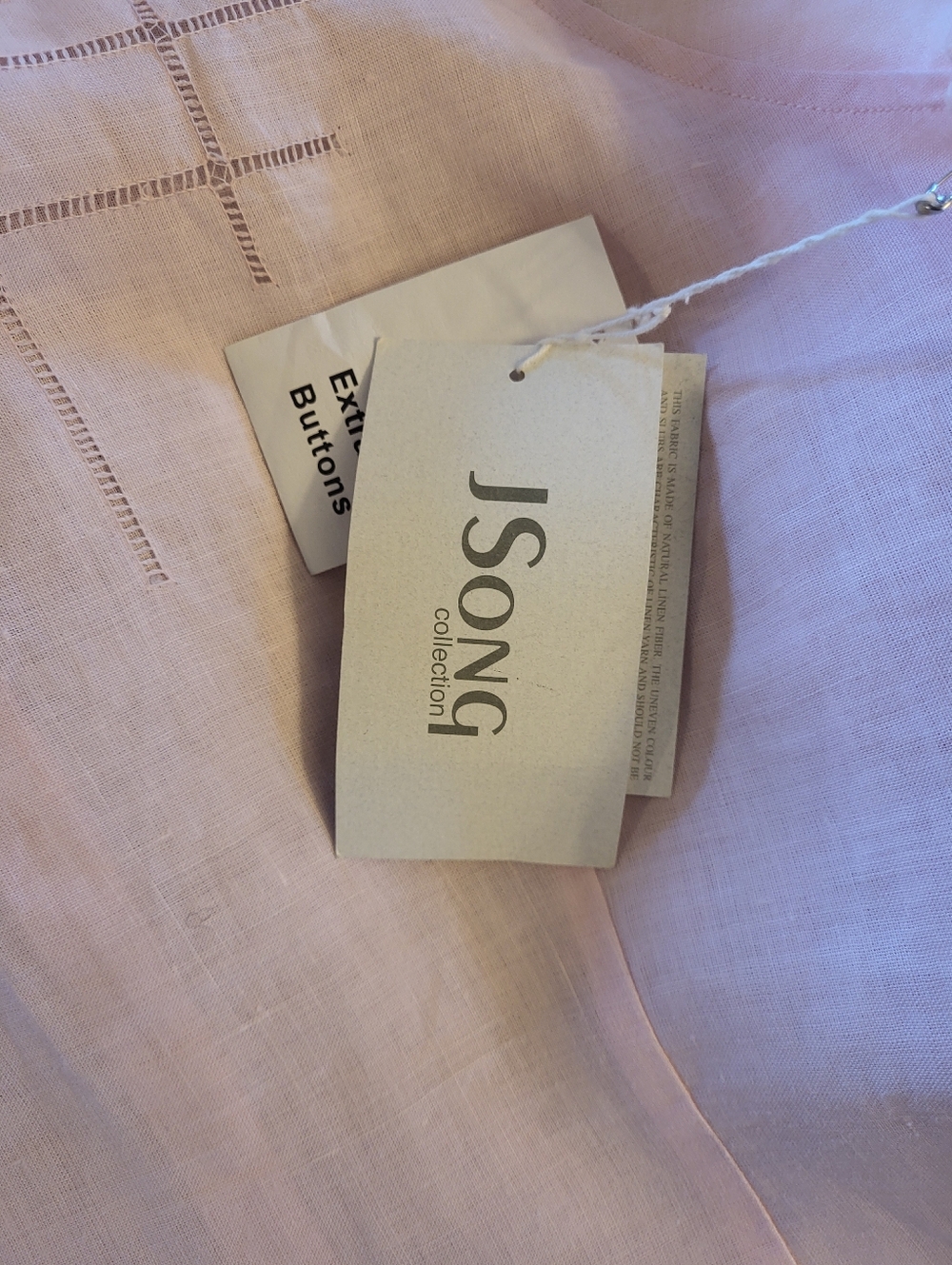 J Song Pale Pink Linen Short Sleeve Blouse NWT - Picture 12 of 12